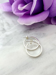 Flat Circle Hoop Stud Earrings