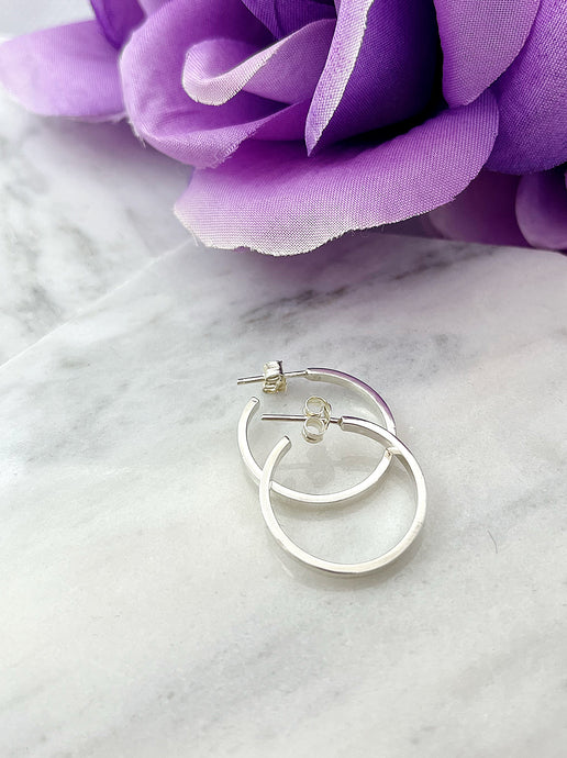 Flat Circle Hoop Stud Earrings